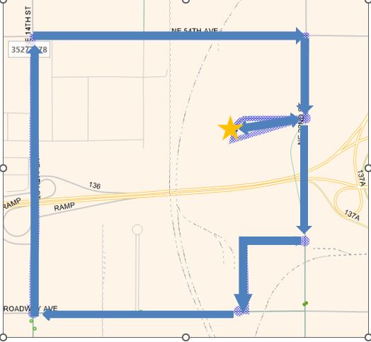 Route 4 Outbound: Going (N) NE 14th St, turn right (E) onto NE 54th Ave, turn right (S) onto NE 22nd St, turn right (W) to service Polk County Jail, Exit PCJ, turn left (N) onto NE 22nd St, continue on route to Ankeny / Hy-Vee Commissary. Route 4 Inbound: Exit Polk County Jail (E), turn right (S) onto NE 22nd St, turn right (W) onto detour, continue onto NE Broadway Ave, turn right (W) onto NE Boardway Ave.  ***NE Broadway Ave is WESTBOUND only traffic*** This detour may be updated later depending on construction. 