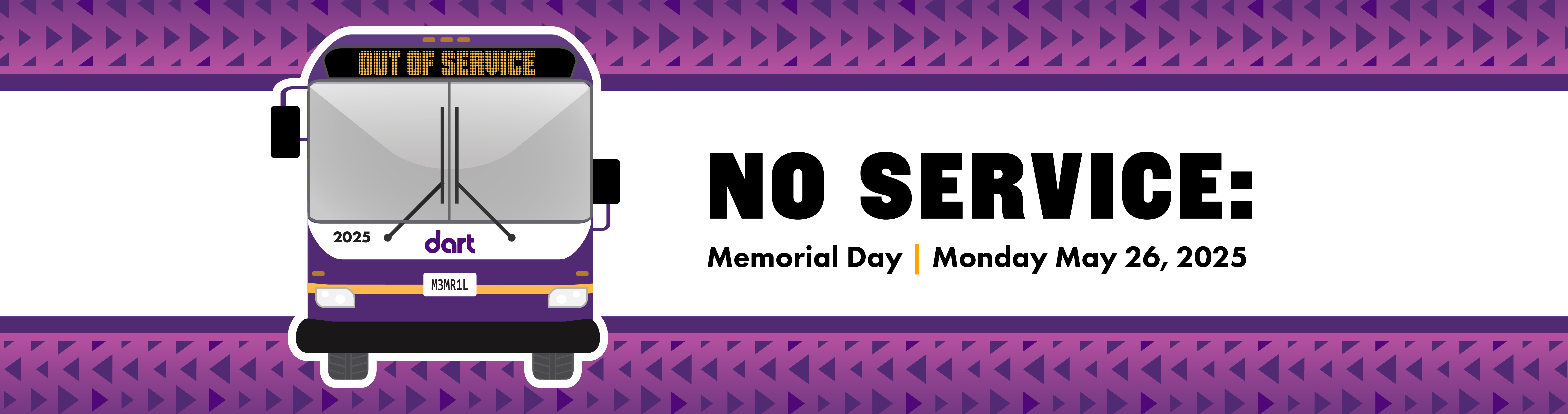 graphic of bus saying no service on Monday May 26